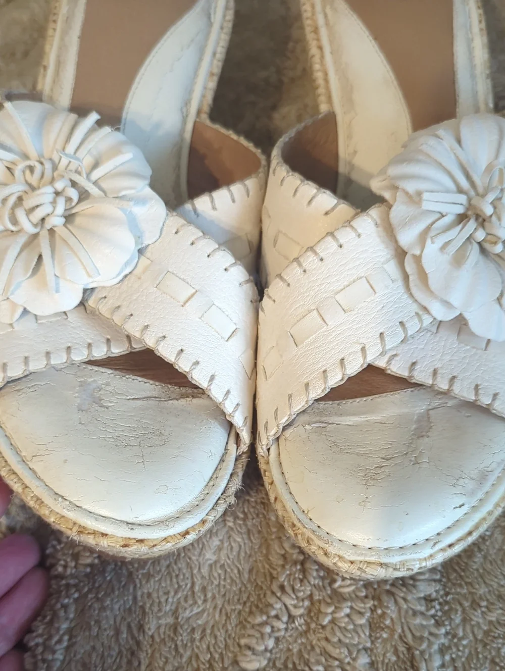 Cottagecore Milkmaid Womens Wedge Sandals Floral Neutral Quiet Luxury Dainty 9.5